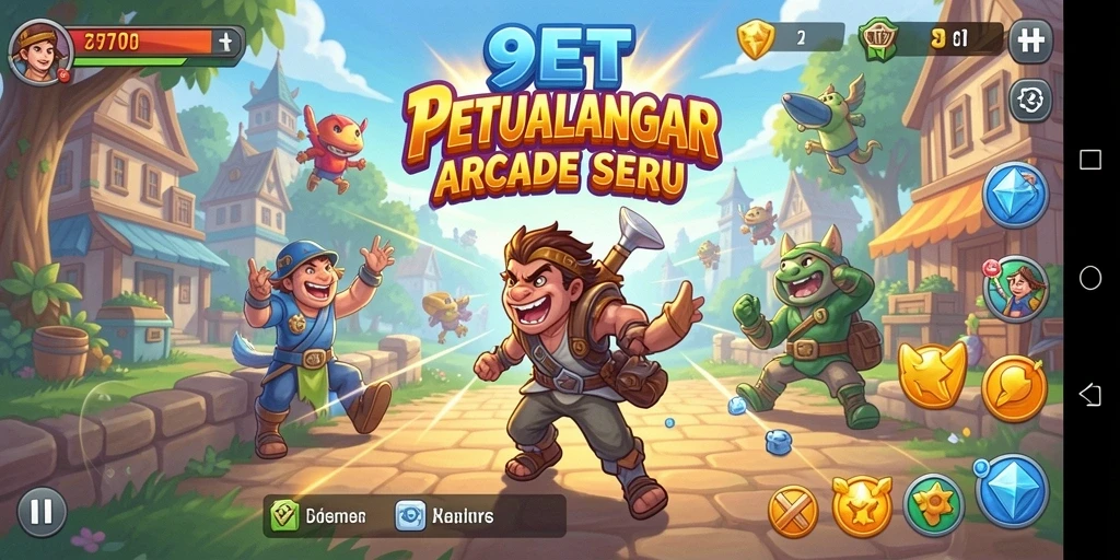 Screenshot dari gameplay seru di 9ET dengan tantangan Arcade.