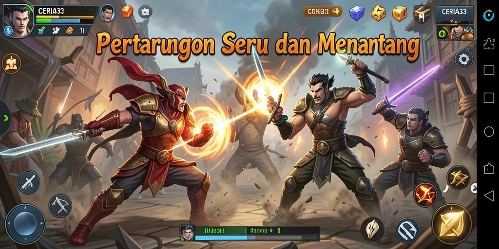Tampilan pertarungan mendebarkan dari CERIA33 dengan efek grafis fantastis.