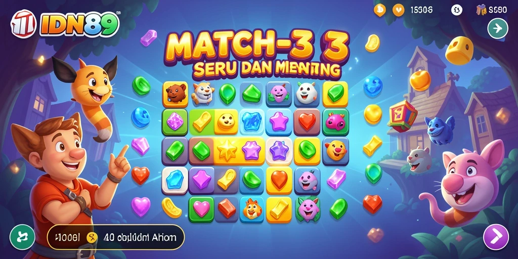 Screenshot gameplay IDN89 yang menampilkan aksi match-3 yang seru.