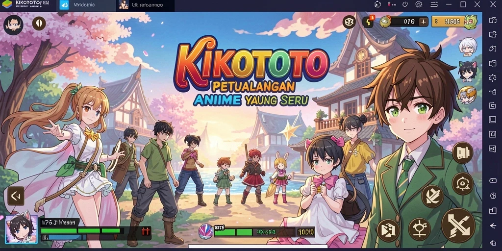 Tampilan gameplay KIKOTOTO yang menakjubkan dengan karakter anime penuh aksi.