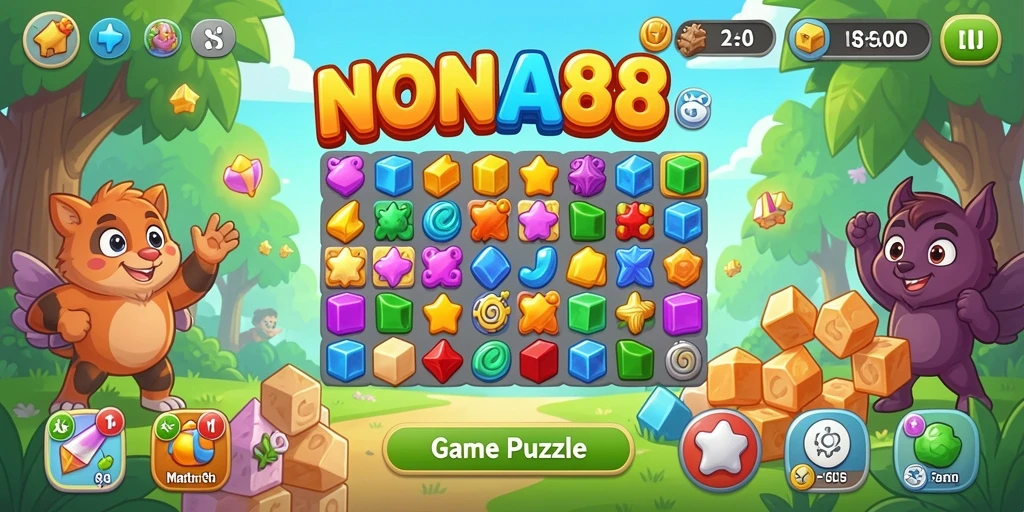 Screenshot gameplay NONA88 menunjukkan kombinasi permata yang menarik.