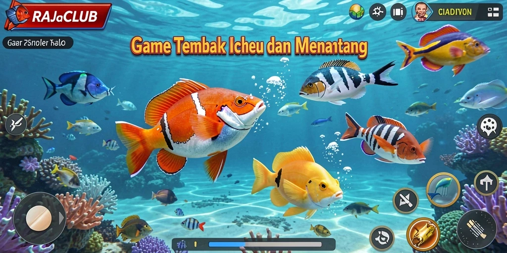 Tangkapan screenshot gameplay RAJACLUB dengan aksi memancing yang mendebarkan.