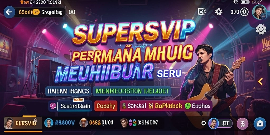 Tampilan gameplay seru di SUPERSVIP dengan berbagai lagu.